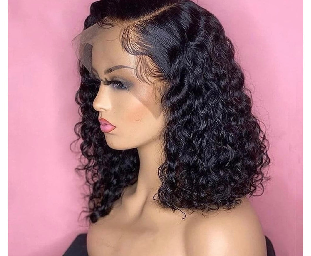 Water wave bob 13x4 frontal wig transparent lace